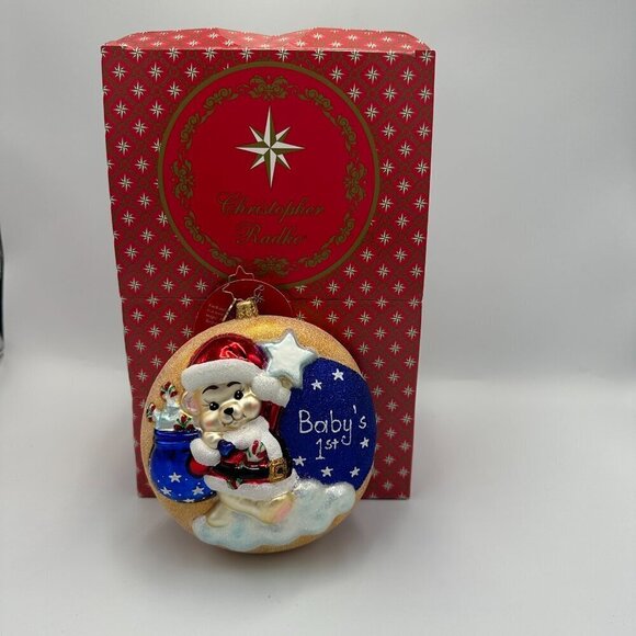 Christopher Radko Darling First Christmas Ornament Santa Bear Design Multicolor - Picture 4 of 13